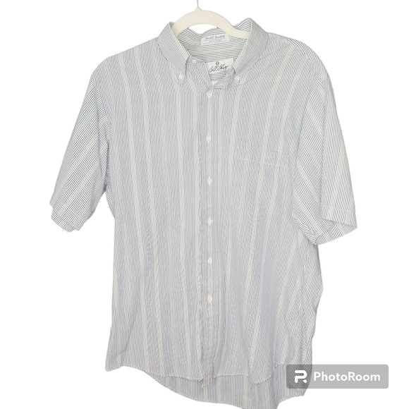 Vintage 90s Bill Blass Striped Short Sleeve Button Down Shirt - Picture 1 of 11